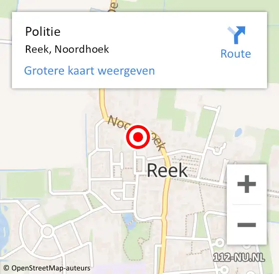 Locatie op kaart van de 112 melding: Politie Reek, Noordhoek op 21 november 2021 00:59