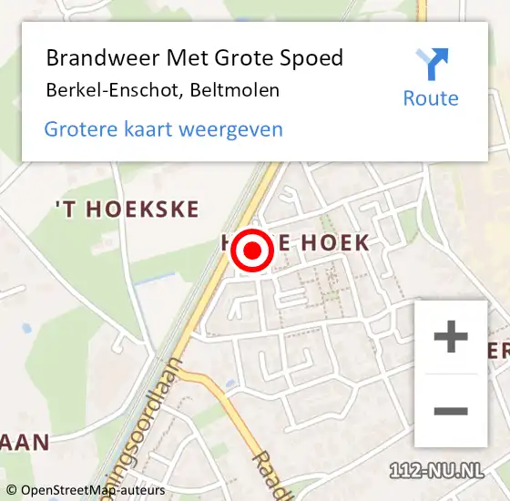 Locatie op kaart van de 112 melding: Brandweer Met Grote Spoed Naar Berkel-Enschot, Beltmolen op 21 november 2021 01:40