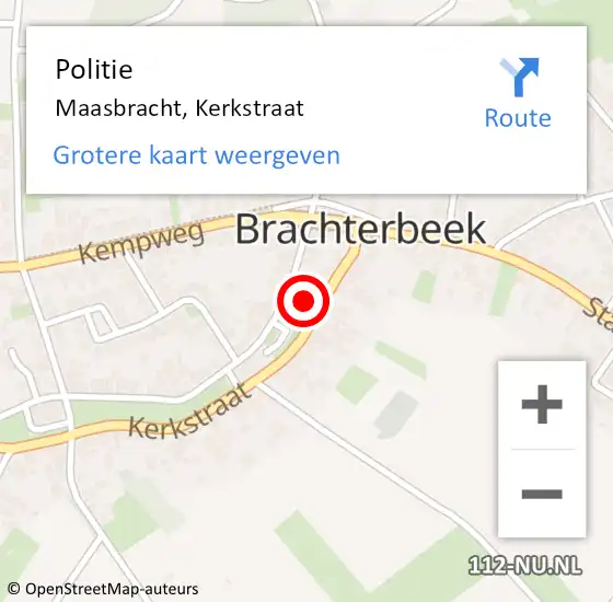 Locatie op kaart van de 112 melding: Politie Maasbracht, Kerkstraat op 21 november 2021 01:55