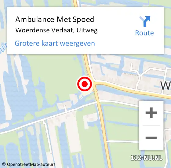 Locatie op kaart van de 112 melding: Ambulance Met Spoed Naar Woerdense Verlaat, Uitweg op 21 november 2021 02:16