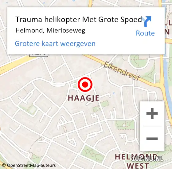 Locatie op kaart van de 112 melding: Trauma helikopter Met Grote Spoed Naar Helmond, Mierloseweg op 21 november 2021 02:16