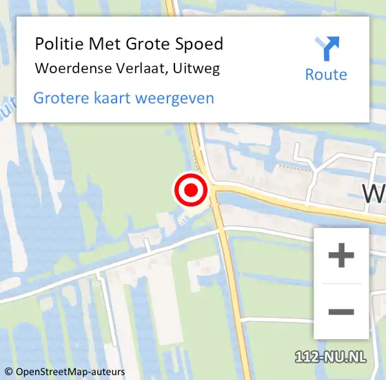 Locatie op kaart van de 112 melding: Politie Met Grote Spoed Naar Woerdense Verlaat, Uitweg op 21 november 2021 02:18