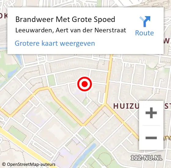 Locatie op kaart van de 112 melding: Brandweer Met Grote Spoed Naar Leeuwarden, Aert van der Neerstraat op 21 november 2021 02:50