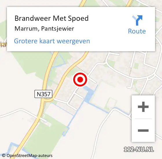 Locatie op kaart van de 112 melding: Brandweer Met Spoed Naar Marrum, Pantsjewier op 21 november 2021 03:21