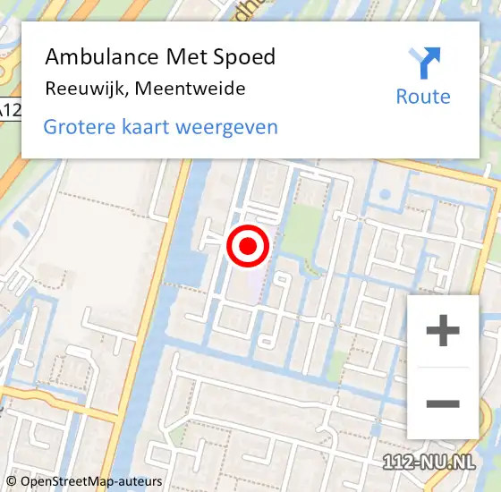 Locatie op kaart van de 112 melding: Ambulance Met Spoed Naar Reeuwijk, Meentweide op 21 november 2021 03:23