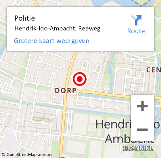 Locatie op kaart van de 112 melding: Politie Hendrik-Ido-Ambacht, Reeweg op 21 november 2021 04:26