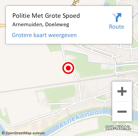 Locatie op kaart van de 112 melding: Politie Met Grote Spoed Naar Arnemuiden, Doeleweg op 21 november 2021 04:59