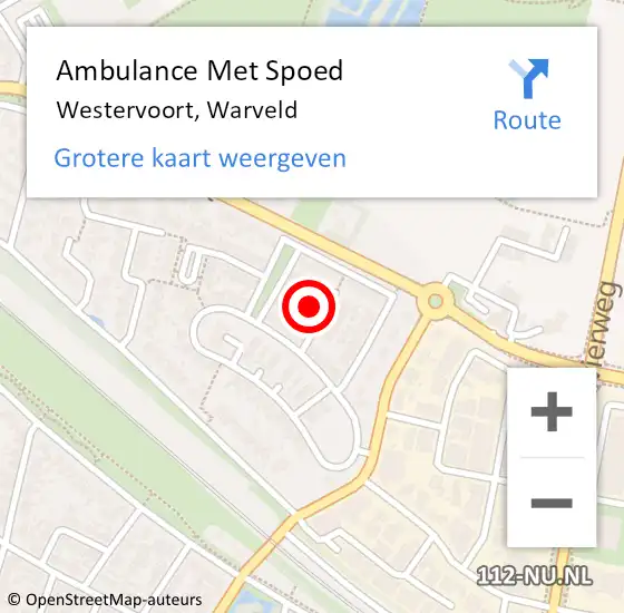 Locatie op kaart van de 112 melding: Ambulance Met Spoed Naar Westervoort, Warveld op 21 november 2021 06:00