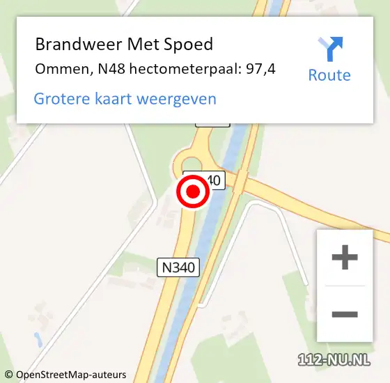 Locatie op kaart van de 112 melding: Brandweer Met Spoed Naar Ommen, N48 hectometerpaal: 97,4 op 21 november 2021 06:10