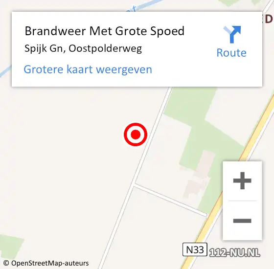 Locatie op kaart van de 112 melding: Brandweer Met Grote Spoed Naar Spijk Gn, Oostpolderweg op 21 november 2021 06:11