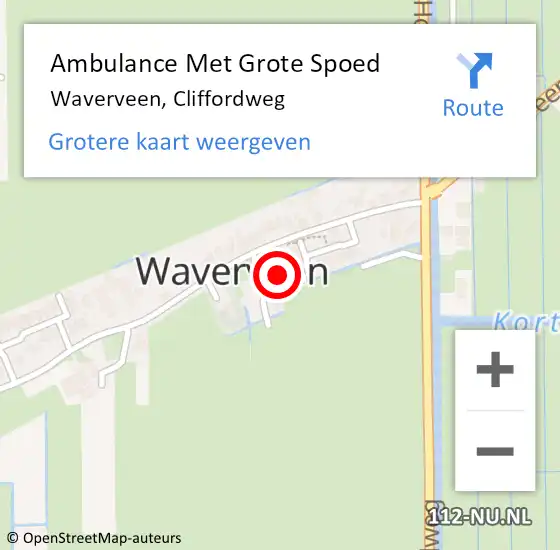 Locatie op kaart van de 112 melding: Ambulance Met Grote Spoed Naar Waverveen, Cliffordweg op 21 november 2021 06:41