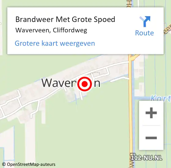 Locatie op kaart van de 112 melding: Brandweer Met Grote Spoed Naar Waverveen, Cliffordweg op 21 november 2021 06:41