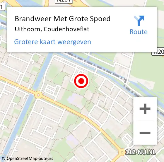 Locatie op kaart van de 112 melding: Brandweer Met Grote Spoed Naar Uithoorn, Coudenhoveflat op 21 november 2021 07:54