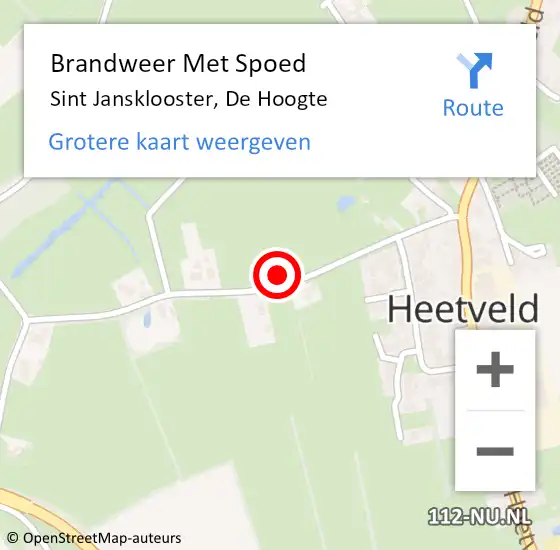 Locatie op kaart van de 112 melding: Brandweer Met Spoed Naar Sint Jansklooster, De Hoogte op 21 november 2021 07:56