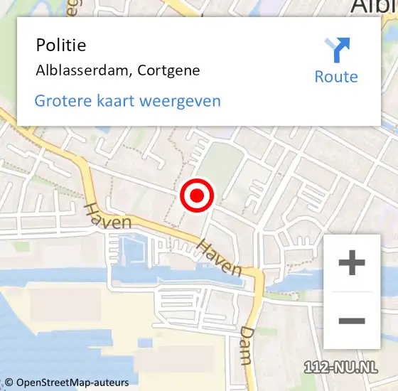 Locatie op kaart van de 112 melding: Politie Alblasserdam, Cortgene op 21 november 2021 08:11