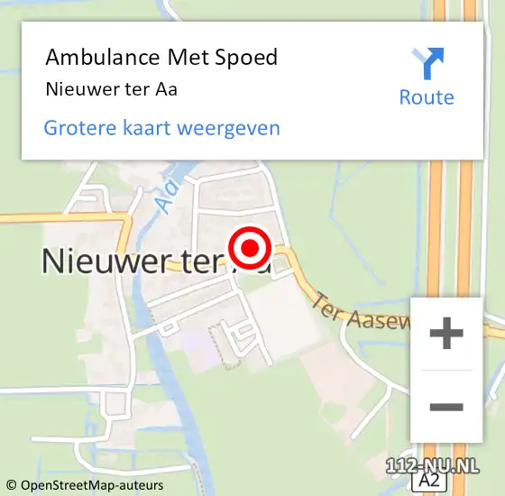 Locatie op kaart van de 112 melding: Ambulance Met Spoed Naar Nieuwer ter Aa op 21 november 2021 08:36