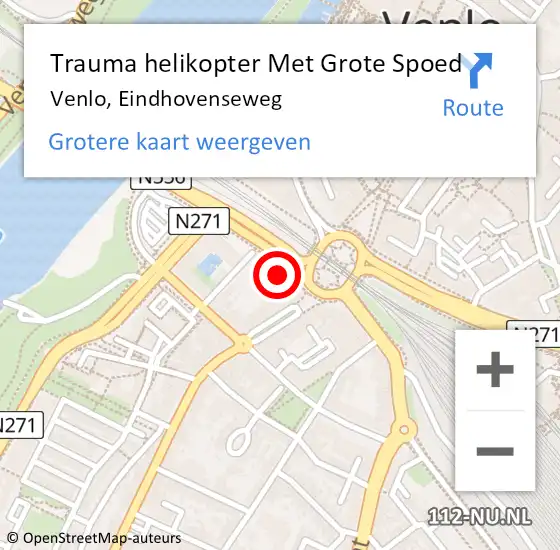 Locatie op kaart van de 112 melding: Trauma helikopter Met Grote Spoed Naar Venlo, Eindhovenseweg op 21 november 2021 08:41