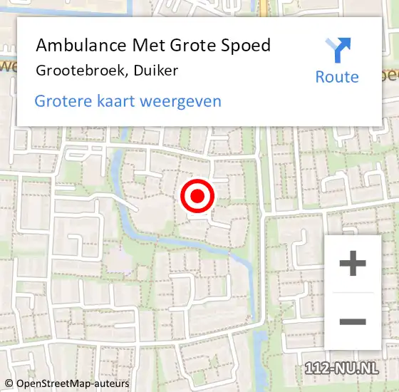 Locatie op kaart van de 112 melding: Ambulance Met Grote Spoed Naar Grootebroek, Duiker op 21 november 2021 08:46