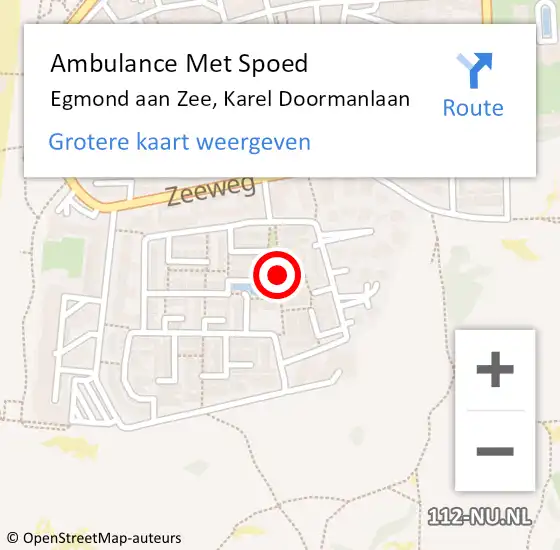 Locatie op kaart van de 112 melding: Ambulance Met Spoed Naar Egmond aan Zee, Karel Doormanlaan op 21 november 2021 08:54