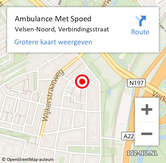 Locatie op kaart van de 112 melding: Ambulance Met Spoed Naar Velsen-Noord, Verbindingsstraat op 21 november 2021 08:55