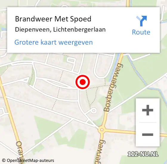 Locatie op kaart van de 112 melding: Brandweer Met Spoed Naar Diepenveen, Lichtenbergerlaan op 21 november 2021 09:01