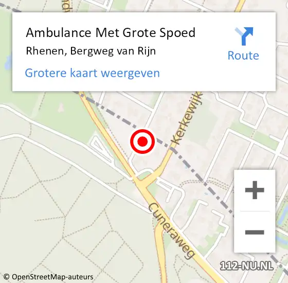 Locatie op kaart van de 112 melding: Ambulance Met Grote Spoed Naar Rhenen, Bergweg van Rijn op 21 november 2021 09:08