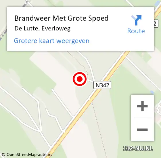 Locatie op kaart van de 112 melding: Brandweer Met Grote Spoed Naar De Lutte, Everloweg op 30 juni 2014 04:33