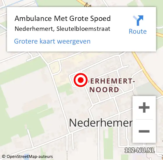 Locatie op kaart van de 112 melding: Ambulance Met Grote Spoed Naar Nederhemert, Sleutelbloemstraat op 21 november 2021 09:48