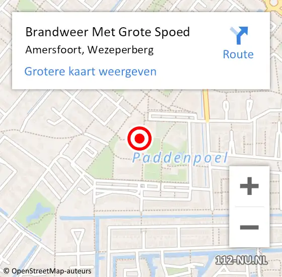 Locatie op kaart van de 112 melding: Brandweer Met Grote Spoed Naar Amersfoort, Wezeperberg op 21 november 2021 09:48