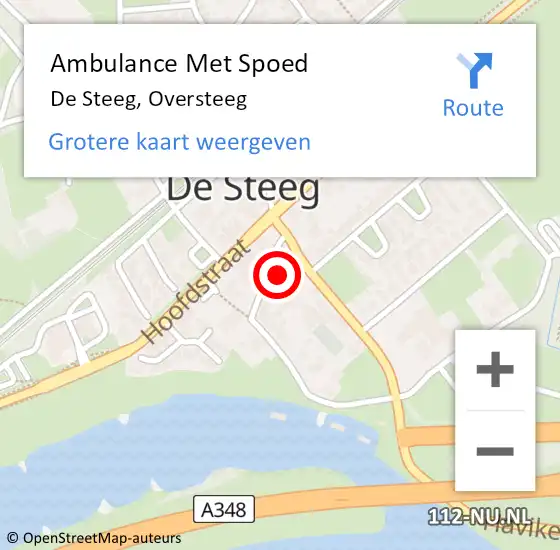 Locatie op kaart van de 112 melding: Ambulance Met Spoed Naar De Steeg, Oversteeg op 21 november 2021 10:03