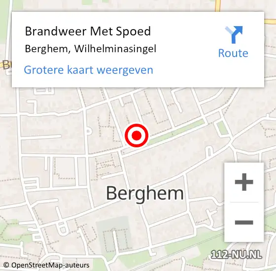 Locatie op kaart van de 112 melding: Brandweer Met Spoed Naar Berghem, Wilhelminasingel op 21 november 2021 10:38