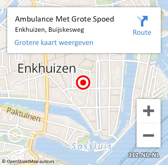 Locatie op kaart van de 112 melding: Ambulance Met Grote Spoed Naar Enkhuizen, Buijskesweg op 21 november 2021 10:49