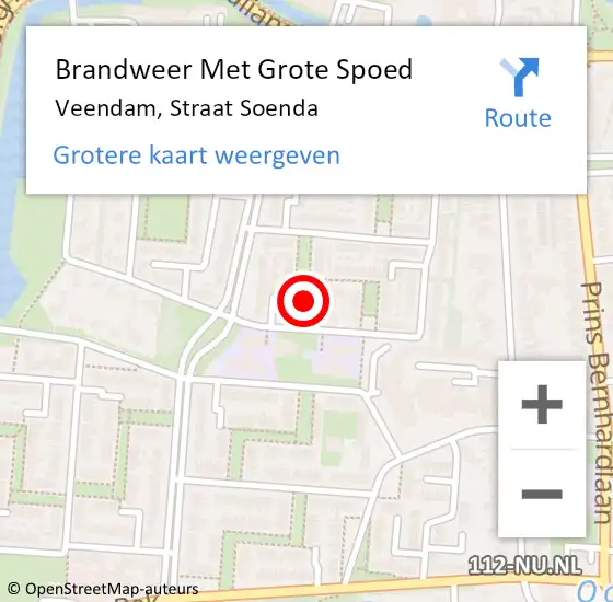 Locatie op kaart van de 112 melding: Brandweer Met Grote Spoed Naar Veendam, Straat Soenda op 21 november 2021 10:50