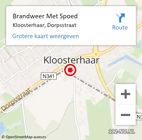 Locatie op kaart van de 112 melding: Brandweer Met Spoed Naar Kloosterhaar, Dorpsstraat op 21 november 2021 11:03