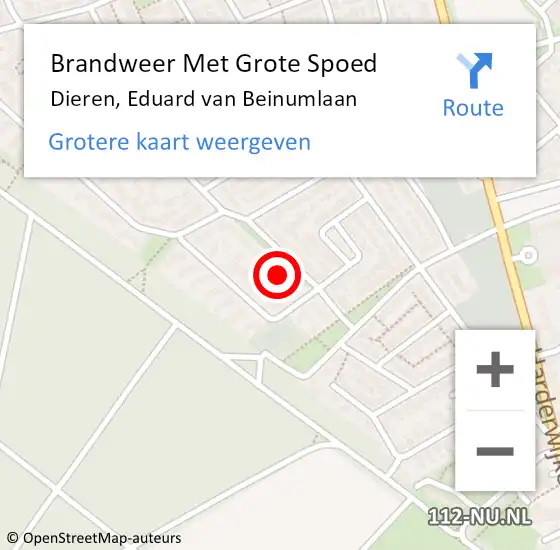 Locatie op kaart van de 112 melding: Brandweer Met Grote Spoed Naar Dieren, Eduard van Beinumlaan op 21 november 2021 11:07