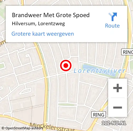 Locatie op kaart van de 112 melding: Brandweer Met Grote Spoed Naar Hilversum, Lorentzweg op 21 november 2021 11:22