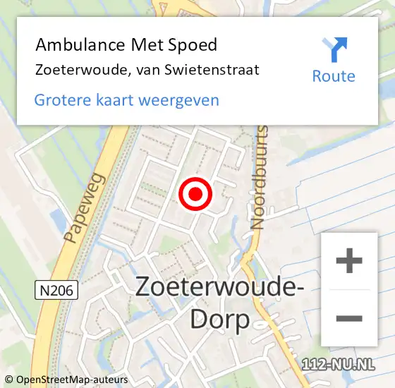 Locatie op kaart van de 112 melding: Ambulance Met Spoed Naar Zoeterwoude, van Swietenstraat op 21 november 2021 11:40