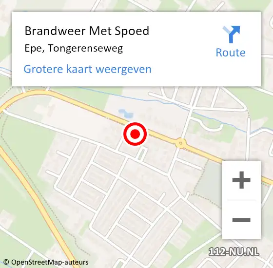 Locatie op kaart van de 112 melding: Brandweer Met Spoed Naar Epe, Tongerenseweg op 21 november 2021 11:45