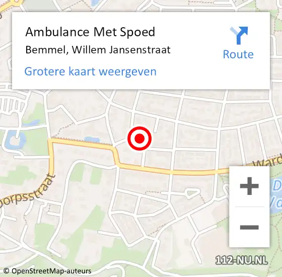 Locatie op kaart van de 112 melding: Ambulance Met Spoed Naar Bemmel, Willem Jansenstraat op 21 november 2021 11:45