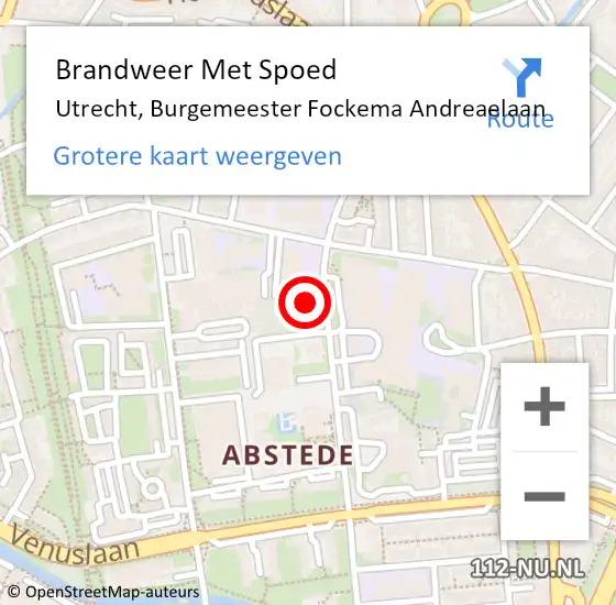 Locatie op kaart van de 112 melding: Brandweer Met Spoed Naar Utrecht, Burgemeester Fockema Andreaelaan op 21 november 2021 12:40
