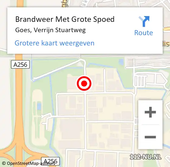 Locatie op kaart van de 112 melding: Brandweer Met Grote Spoed Naar Goes, Verrijn Stuartweg op 30 juni 2014 05:24