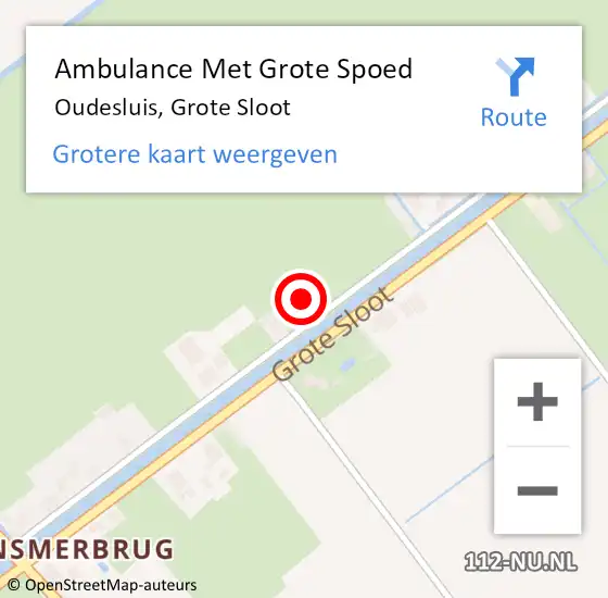 Locatie op kaart van de 112 melding: Ambulance Met Grote Spoed Naar Oudesluis, Grote Sloot op 21 november 2021 12:41