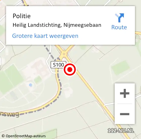 Locatie op kaart van de 112 melding: Politie Heilig Landstichting, Nijmeegsebaan op 21 november 2021 12:52