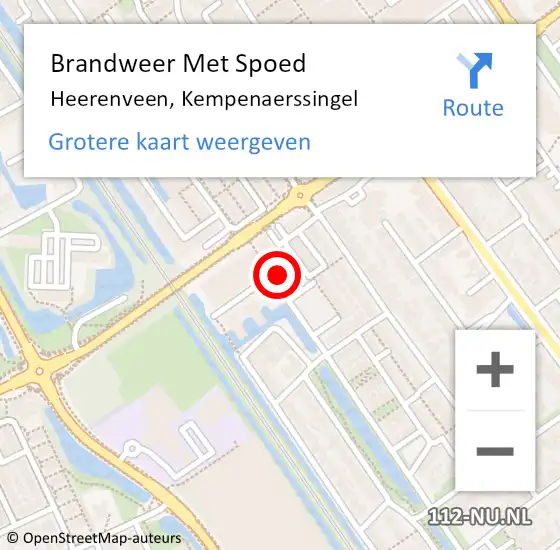 Locatie op kaart van de 112 melding: Brandweer Met Spoed Naar Heerenveen, Kempenaerssingel op 21 november 2021 12:59