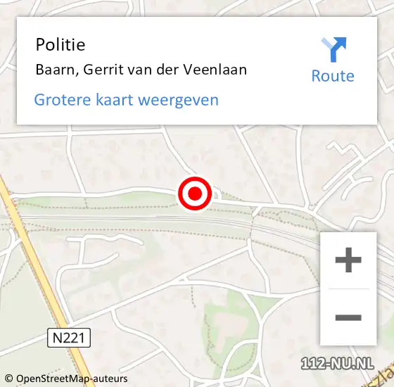 Locatie op kaart van de 112 melding: Politie Baarn, Gerrit van der Veenlaan op 21 november 2021 13:18