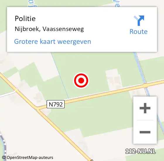 Locatie op kaart van de 112 melding: Politie Nijbroek, Vaassenseweg op 21 november 2021 13:44
