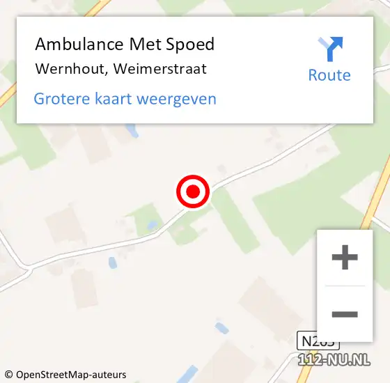 Locatie op kaart van de 112 melding: Ambulance Met Spoed Naar Wernhout, Weimerstraat op 30 juni 2014 05:43