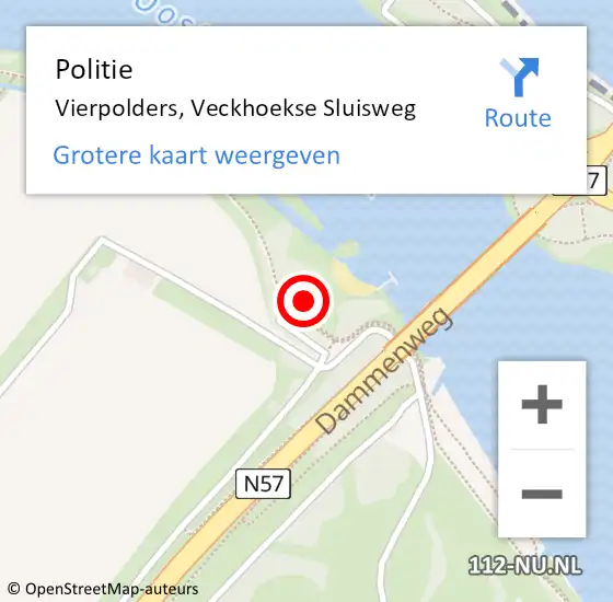 Locatie op kaart van de 112 melding: Politie Vierpolders, Veckhoekse Sluisweg op 21 november 2021 14:03