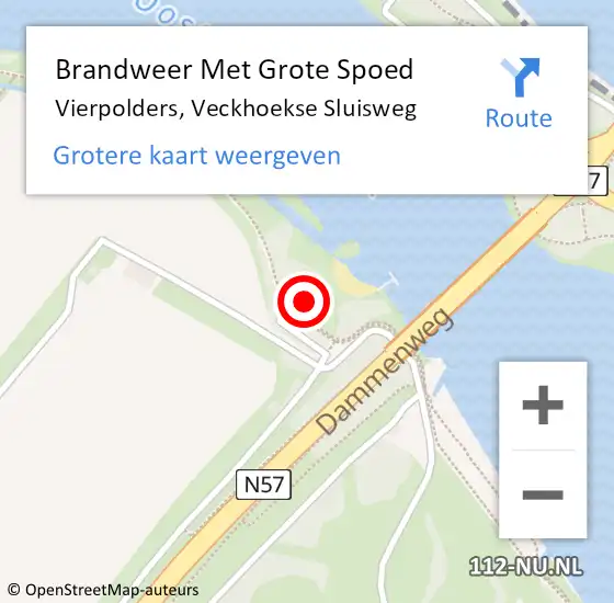 Locatie op kaart van de 112 melding: Brandweer Met Grote Spoed Naar Vierpolders, Veckhoekse Sluisweg op 21 november 2021 14:04