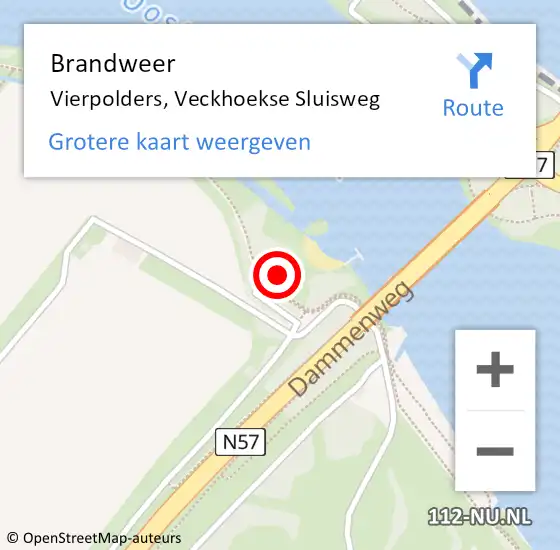 Locatie op kaart van de 112 melding: Brandweer Vierpolders, Veckhoekse Sluisweg op 21 november 2021 14:09